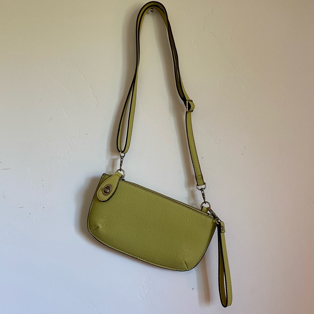 Joy Susan Wristlet Clutch Lime Green Leather Bag